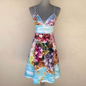 Clover Canyon floral “scuba” spaghetti strap dress